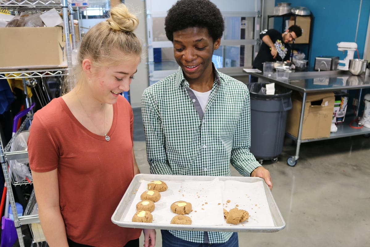Culinary Students with Cookie tray